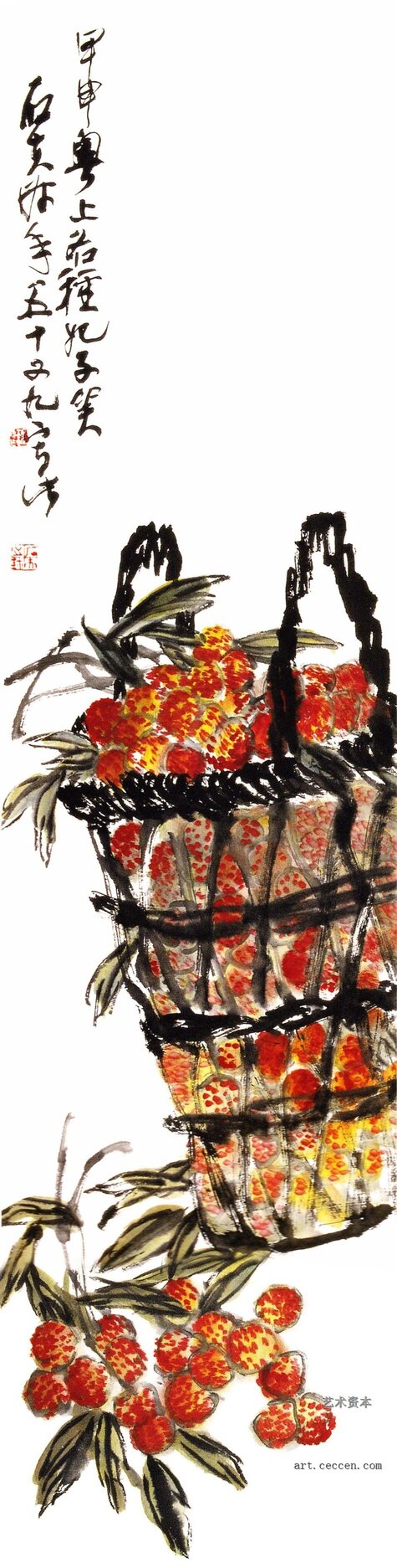 荔枝 138x34cm 纸本墨笔 2004年 郭石夫